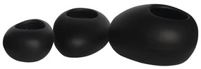 FLOWER POT-ROCK Set 3 τεμαχίων, Cement Απόχρωση Black  40x30x19- 50x32x19- 56x43x29cm [-Μαύρο-] [-Artificial Cement (Recyclable)-] Ε6320,S2