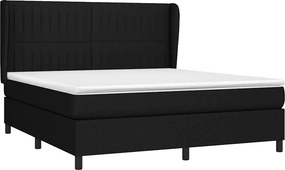 vidaXL Κρεβάτι Boxspring με Στρώμα Μαύρο 180x200 εκ. Υφασμάτινο