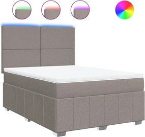 vidaXL Κρεβάτι Boxspring με Στρώμα Taupe 140x190 εκ. Υφασμάτινο