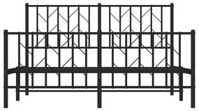 vidaXL Πλαίσιο Κρεβατιού με Κεφαλάρι&Ποδαρικό Μαύρο 135x190εκ. Μέταλλο