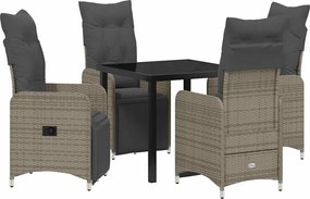 vidaXL Σέτ φαγητού για κήπο 5 pcs Μπεζ συνθετικό ρατάν