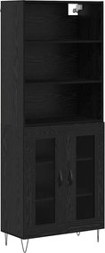 vidaXL Highboard 2 pcs Μαύρη Οξυά Επεξεργασμένο ξύλο