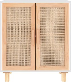 vidaXL Ντουλάπι Λευκό 60 x 30 x 70 εκ. από Μασίφ Πεύκο &amp; Φυσικό Ρατάν
