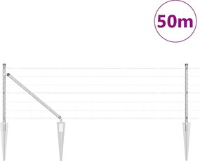 vidaXL Τεντώτο με στήριγμα Ασημί 0,6 x 50 μ. Ατσάλι