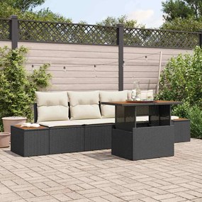 vidaXL Σέτ φαγητού για κήπο 5 pcs Μαύρο, Μπεζ 100 x 55 x 73 εκ
