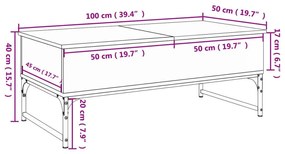 Τραπεζάκι Σαλονιού Μαύρο 100 x 50 x 40 εκ. Επ. Ξύλο &amp; Μέταλλο - Μαύρο