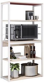 Ραφιέρα Κουζίνας ArteLibre PUFFIN Maple/Λευκό MDF/Μέταλλο 50x30x129cm-14370227