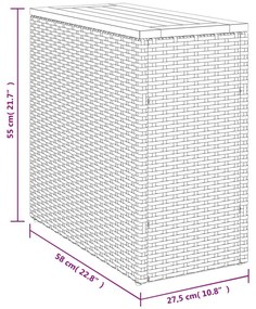 Τραπέζι Κήπου με Ξύλινη Επιφάνεια Γκρι 58x27,5x55εκ Συνθ. Ρατάν - Γκρι