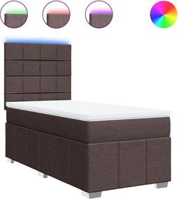 vidaXL Κρεβάτι Boxspring με Στρώμα Σκούρο Καφέ 100x200 εκ. Υφασμάτινο