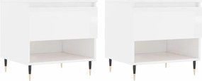 vidaXL Τραπεζάκια Σαλονιού 2 τεμ. Γυαλ. Λευκό 50x46x50 εκ. Επεξ. Ξύλο