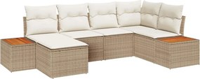 vidaXL Σετ Καναπέ Κήπου με μαξιλάρι 7 pcs Μπεζ και Κρέμα Πολυρατάν