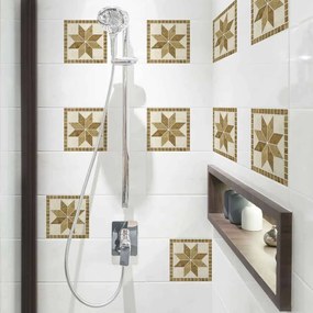 Tile Cover Beige Flowers πλακάκια διακόσμησης τοίχων κουζίνας &amp; μπάνιου (31225) Ango