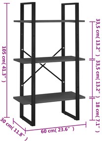 vidaXL Ράφι Αποθήκευσης Γκρι 60 x 30 x 105 εκ. από Επεξ. Ξύλο