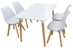 Σετ Τραπεζαρίας Logan Plus (Σετ 5Τμχ) 20.9908 120x80x72cm White 4 Θέσεων Wood, Polypropylene, Technoderma