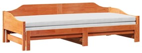 Καναπές Κρεβάτι Συρόμενος Χωρίς Στρώμα 90x190 εκ. Μασίφ Ξύλο - Καφέ