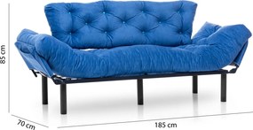 Τριθέσιος Καναπές Κρεβάτι Μπλε TONNE 70x185x85