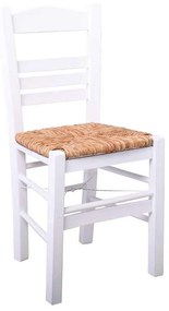 Καρέκλα Ψάθα ΣΙΦΝΟΣ Εμποτ.Λάκα Λευκή 41x45x88cm