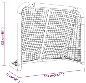 Τέρμα Χόκεϊ Κόκκινο και Λευκό 183 x 71 x 122 εκ. από Πολυεστέρα - Κόκκινο