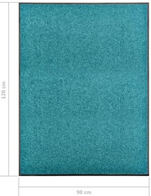vidaXL Πατάκι Εισόδου Πλενόμενο Γαλάζιο 90 x 120 εκ.