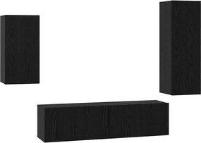 vidaXL Σετ επίπλου τηλεόρασης 4 pcs Μαύρη Οξυά Επεξεργασμένο ξύλο