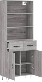 vidaXL Ντουλάπι Γκρι Sonoma 69,5 x 34 x 180 εκ. Επεξεργασμένο Ξύλο