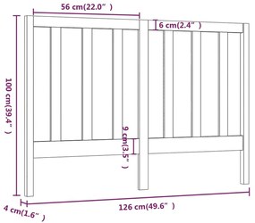 Κεφαλάρι Κρεβατιού Μελί 126 x 4 x 100 εκ. από Μασίφ Ξύλο Πεύκου - Καφέ