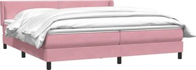 vidaXL Κρεβάτι Boxspring με Στρώμα Ροζ 180x210 εκ. Βελούδινο