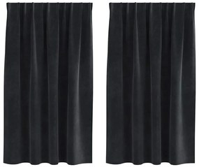 vidaXL Κουρτίνες με κουρτίνες 2 pcs Μαύρο 140 x 140 cm Βελούδο