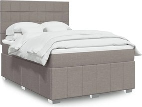 vidaXL Κρεβάτι Boxspring με Στρώμα Taupe 140x190 εκ. Υφασμάτινο