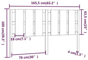 vidaXL Κεφαλάρι Κρεβατιού Γκρι 165,5 x 4 x 100 εκ. Μασίφ Ξύλο Πεύκου