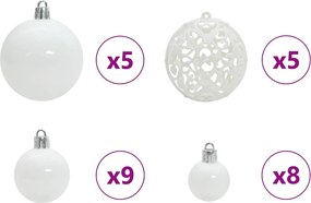 vidaXL Σετ Χριστουγεννιάτικων Στρογγυλών Μπαλίτσων 61 pcs Λευκό