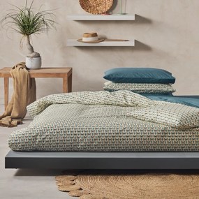 Σεντόνια Ariston 07 (Σετ 3τμχ) Blue-Green Kentia Μονό 160x270cm 100% Cotton