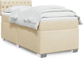 vidaXL Κρεβάτι Boxspring με Στρώμα Κρεμ 100 x 200 εκ. Υφασμάτινο