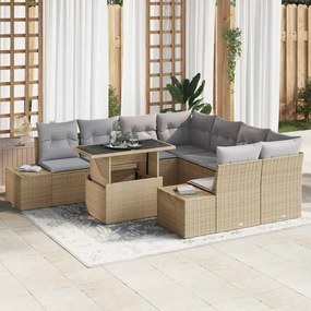 vidaXL Σετ Καναπέ Κήπου 9 pcs μπεζ και ανοιχτό γκρι 100 x 55 x 73 εκ