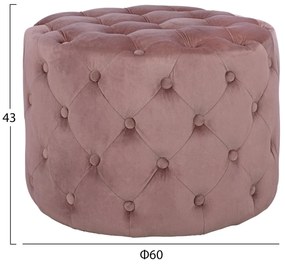 Σκαμπό KASSIE τύπου CHESTERFIELD Βελούδο Σάπιο μήλο Φ60x43Υ εκ. 60x60x43 εκ.