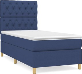 vidaXL Κρεβάτι Boxspring με Στρώμα Μπλε 80x200 εκ. Υφασμάτινο