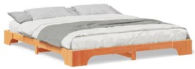 vidaXL Κρεβάτι δαπέδου Καφέ 180 x 210 cm Μασίφ ξύλο πεύκου