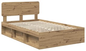 vidaXL Σκελετός Κρεβατιού Καρυδιά Χειροποίητης Εργασίας 135 x 190 cm