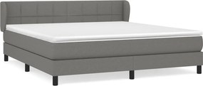 vidaXL Κρεβάτι Boxspring με Στρώμα Σκούρο Γκρι 180x200 εκ Υφασμάτιν