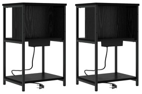 vidaXL Κομοδίνο 2 pcs Μαύρη δρυς 38 x 31 x 61 εκ Επεξεργασμένο ξύλο