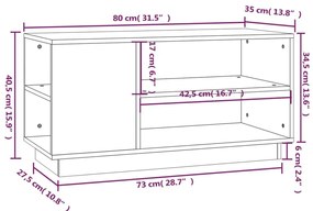 Έπιπλο Τηλεόρασης Μαύρο 80x35x40,5 εκ. από Μασίφ Ξύλο Πεύκου - Μαύρο