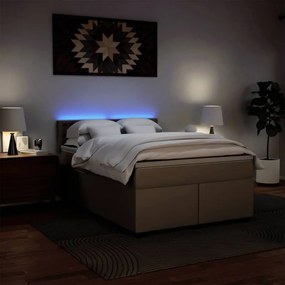 vidaXL Κρεβάτι Boxspring με Στρώμα Καπουτσίνο 160x200εκ.από Συνθ.Δέρμα