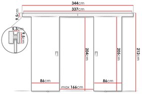 Συρόμενες πόρτες Dover 200, 46 kg, Μαύρο, Πλαστικοποιημένη μοριοσανίδα, Αλουμίνιο | Epipla1.gr