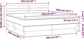 vidaXL Κρεβάτι Boxspring με Στρώμα Μπλε 160x200 εκ. Υφασμάτινο