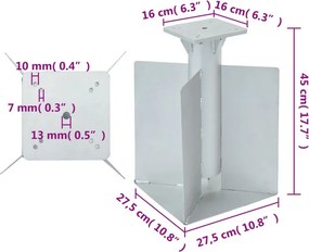 vidaXL Βάση Ομπρέλας Εδάφους Ασημί 27,5x27,5x45 εκ. από Χάλυβα