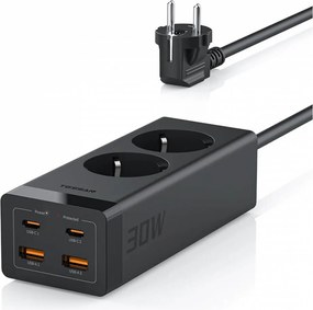 ΠΟΛΎΜΠΡΙΖΑ TESSAN 6 IN 1 POWER STRIP 2XSCHUKO 2XUSB 2XTYPE-C