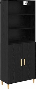 vidaXL Highboard Μαύρη Οξυά 69,5 x 32,5 x 180 εκ Επεξεργασμένο Ξύλο