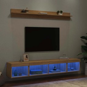 vidaXL Έπιπλα Τοίχου Τηλεόρασης 5 τεμ. LED Sonoma Δρυς από Επεξ. Ξύλο