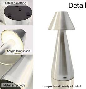 Επιτραπέζιο Διακοσμητικό Φωτιστικό LED Μπαταρίας 21x10cm - Ασημί