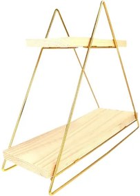 Ράφι Τοίχου Χρυσό / Καφέ MASA 38x42x16